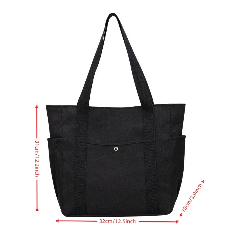 Large Capacity Canvas Tote Bag for Work, Commuting, and College Use - Stylish Student Shoulder Bag for Books and Essentials